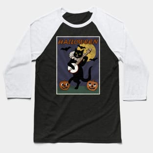 Vintage Cat Playing Banjo Baseball T-Shirt